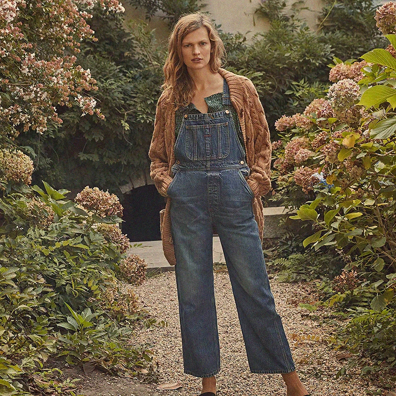 

Vintage Solid Denim Jumpsuits Autumn Winter Women Loose Casual Wide Legs Denim Overalls Female Retro Streetwear Rompers Chic