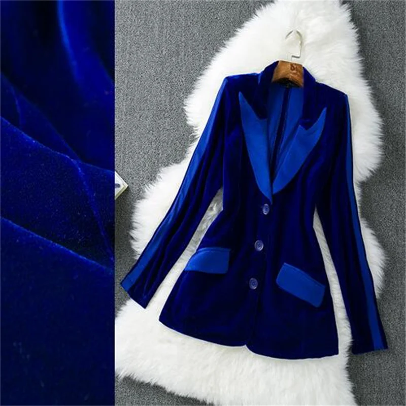 Velvet slim women's suit jacket blazer blue masculino autumn winter European and American factory direct sales costume homme