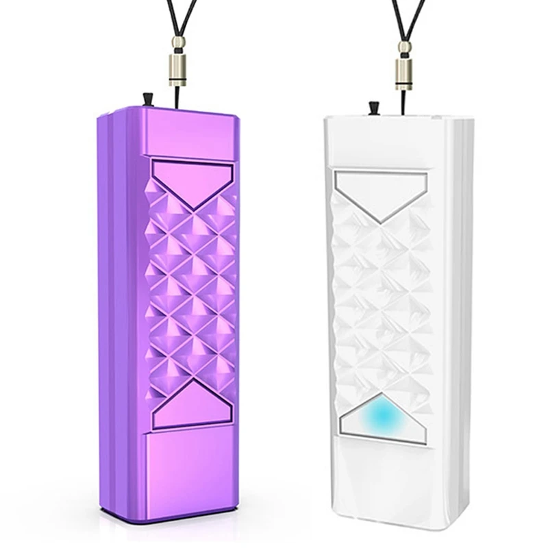 

2 Pcs Personal Air Purifier Necklace USB Air Purifier Wearable Mini Negative Ion Air Freshener Low Noise Purple & White