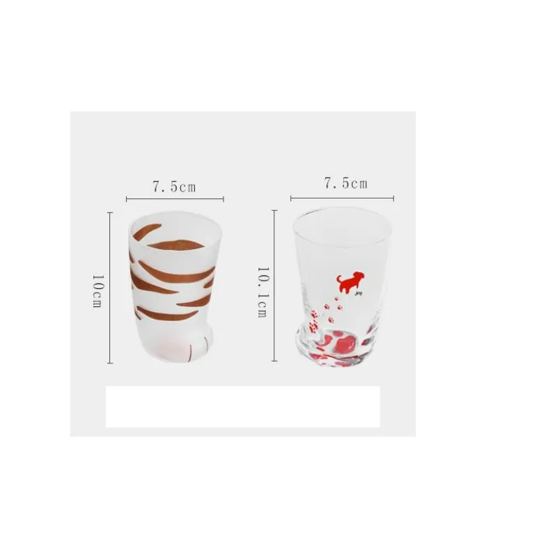 Кружка 350 мл термостойкая стеклянная чашка с кошачьими лапами Офисная матовая