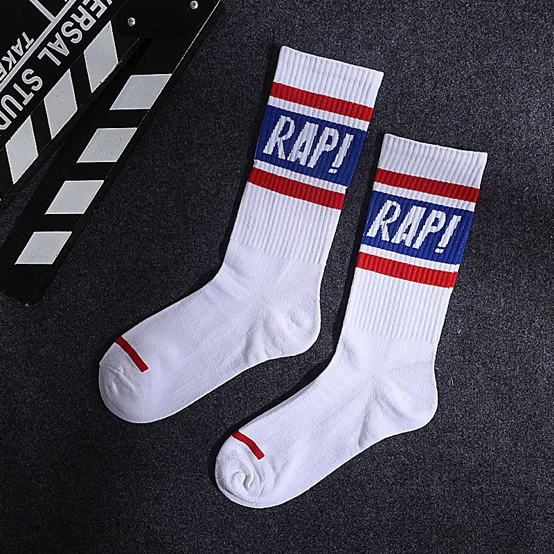 Hot Sale Popular Fashion Women Black White Letters Leaves Hip Hop Simple Long Street Skateboard Spring Autumn Socks For Girls