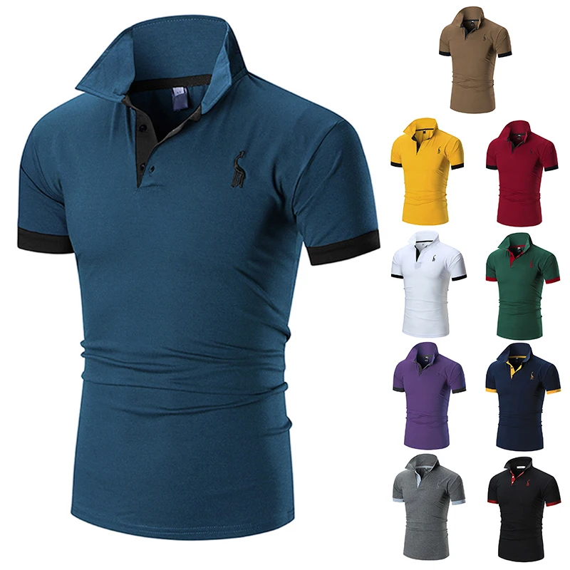 Men's summer casual solid color European and American style fashion high-end short-sleeved polo t-shirt | Мужская одежда