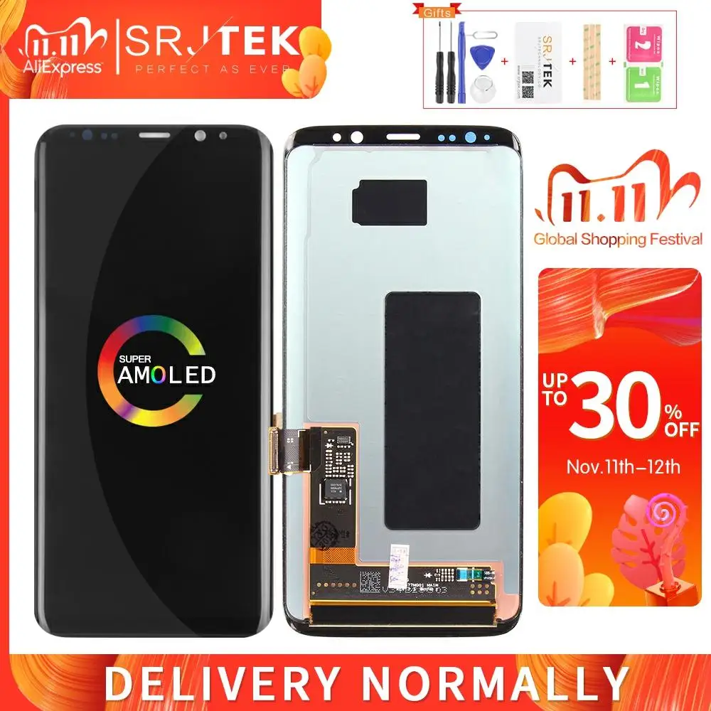 

Экран для SAMSUNG S8 LCD S8 дисплей S8 сенсорный дигитайзер сенсор стеклянная рамка в сборе для Galaxy S8 + S8 Plus G950F G955 G955F