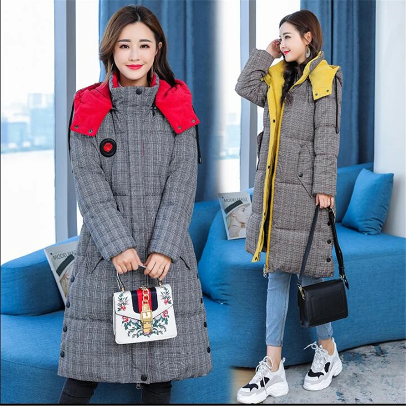 Женская теплая куртка с капюшоном длинная хлопковая парка размера плюс 5XL D434