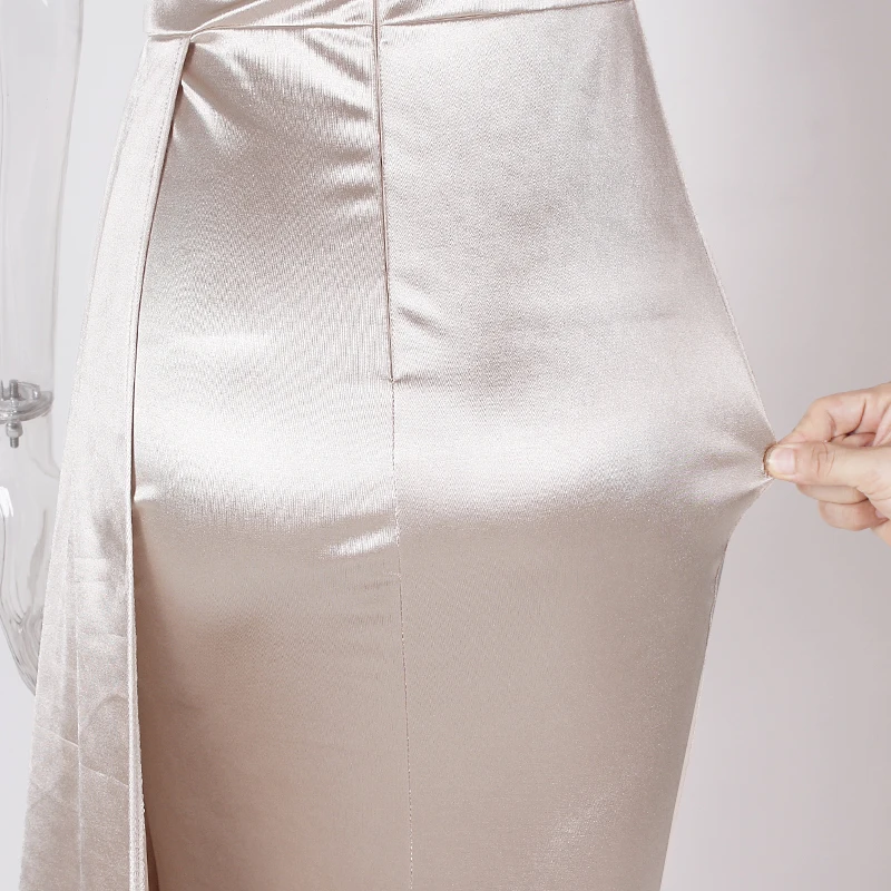 

Elegant One Shoulder Maxi Dress Robe Burgundy Sleveless Draped Bodycon Floor Length Long Evening Party Dress Gown