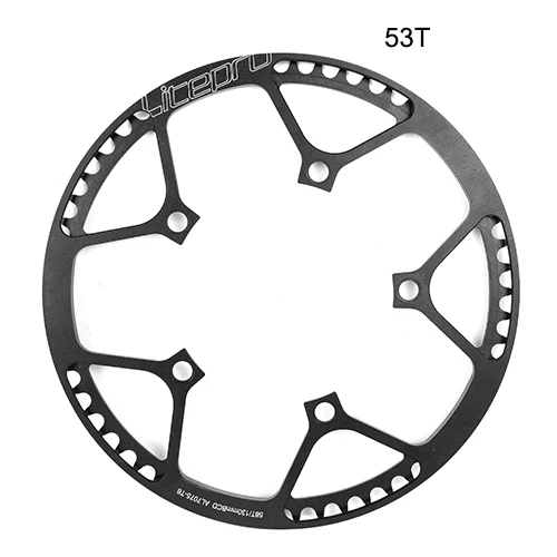 53T Black chainring Litepro трек велосипедный шатун бензопила 130BCD 41T 45T 47T 53T 56T 58T одна скорость BMX цепь колеса 170 мм складной велосипед рукоятка - Color: 53T Black chainring