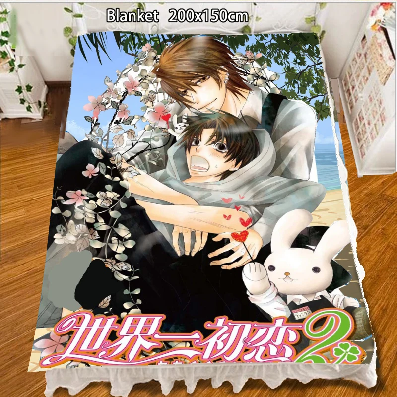 

Флисовое одеяло в стиле аниме «величайшая в мире первая любовь», онодера ритсу такано, масамун, плед, коврик, мягкое постельное белье 200x150 см