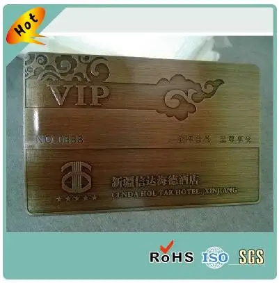 Customized Etching Brushed Surface Copper Metal VIP Cards