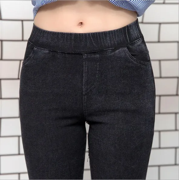 Woman High Waist Leggings with Pocket Jeggings Jeans for Women Snow Washed Denim Leggins Female big Size Stretch Jean Pants 6xl