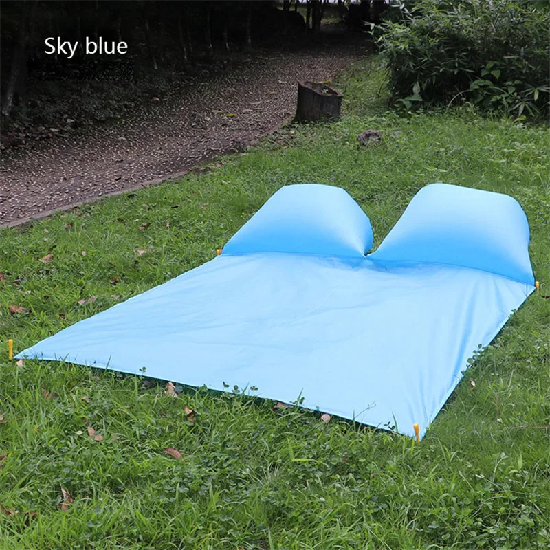 

Folding Waterproof Inflatable Mat with Air Pillow Portable Outdoor Picnic Dinning Table Camping Mat Beach Lazy Air Bed Mattress