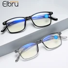 Очки Elbru для чтения с защитой от сисветильник, ульсветильник TR90 квадратные пресбиопические очки для мужчин и женщин, прозрачные очки с диоптриями + 1,0 + 4,0