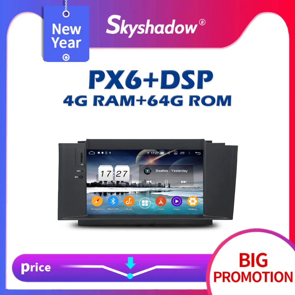 Автомобильный DVD-плеер PX6 IPS DSP Android 11 4 Гб + 64 GPS карта RDS автомобильное радио wifi Bluetooth
