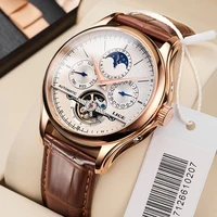 lige brand men watches automatic mechanical watch tourbillon sport clock leather casual business retro wristwatch relojes hombre
