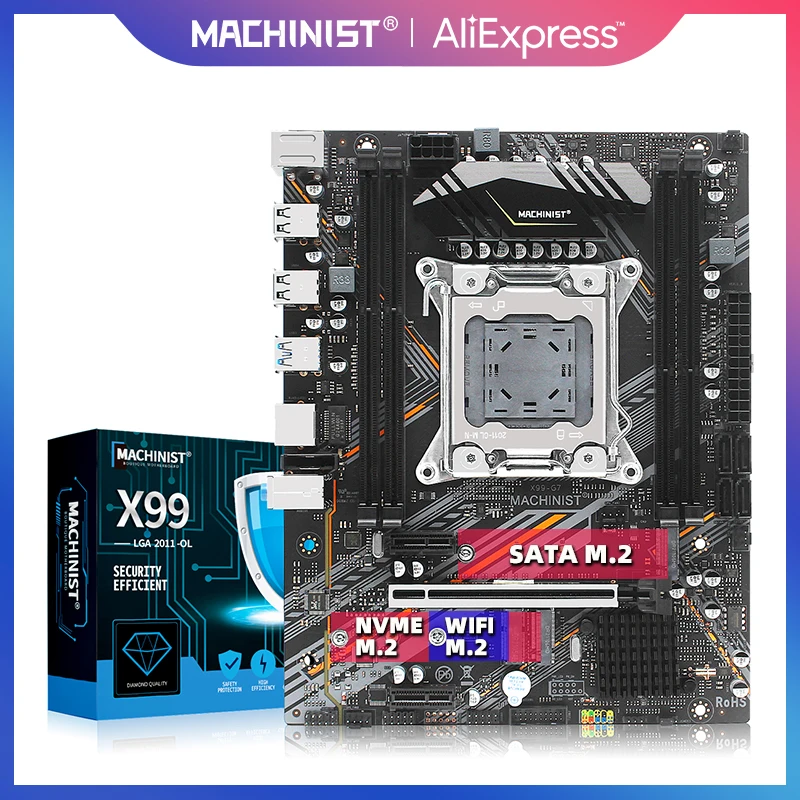 MACHINIST X99 LGA 2011-3 материнская плата M-ATX с M.2 NVME USB2.0,USB3.0 поддержка DDR3 ECC ram четыре канала X99-G7