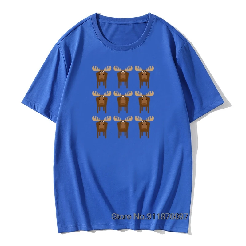 

Funny Men's Top T-shirts Multiple Moose Casual Tees 100% Cotton Sleeved Print Winter New T Shirt Happy New Year Christmas Tshirt