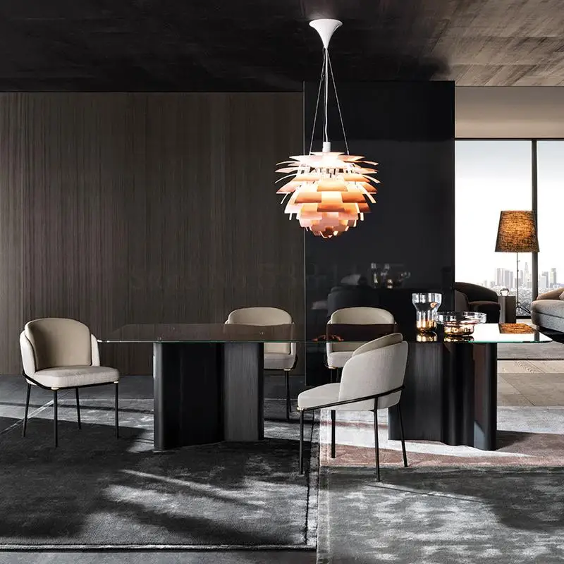 Итальянский минималистский обеденный стул углерода Сталь из ткани простой