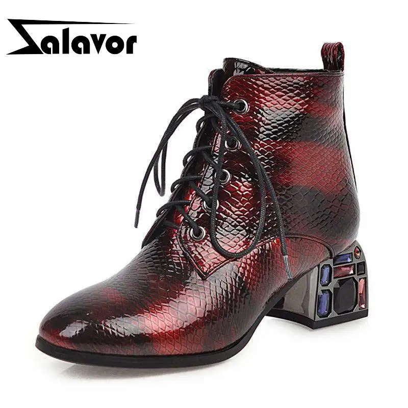 ZALAVOR/повседневные женские ботильоны размера плюс 32-46 обувь на каблуке со