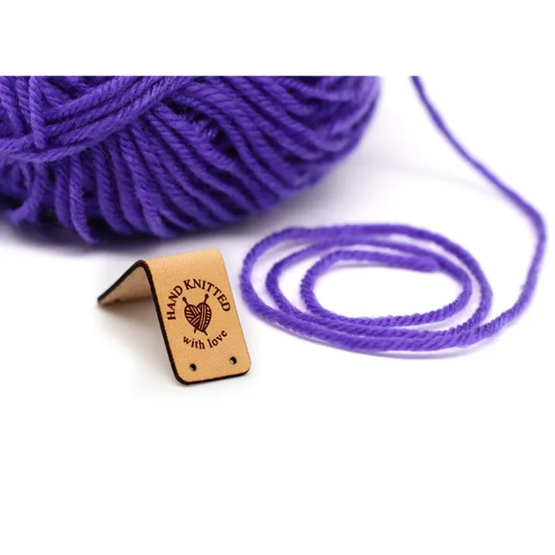 30pcs Custom knitting leather label Sewing handmade tags for crochet clothing with brand logo Garment DIY knitted items labels | Дом и сад