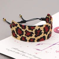 personalized fashion ethnic style leopard pattern beaded wide bracelet hand woven miyuki rice bead couple bracelet bead