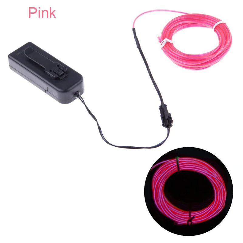 Pink light Гибкий водонепроницаемый неоновый светодиодный светильник EL Wire светящаяся лента ламповый светильник автомобильный светильник танцевальный светильник вечерние светодиодный светильник украшение с контроллером - Испускаемый цвет: Pink light