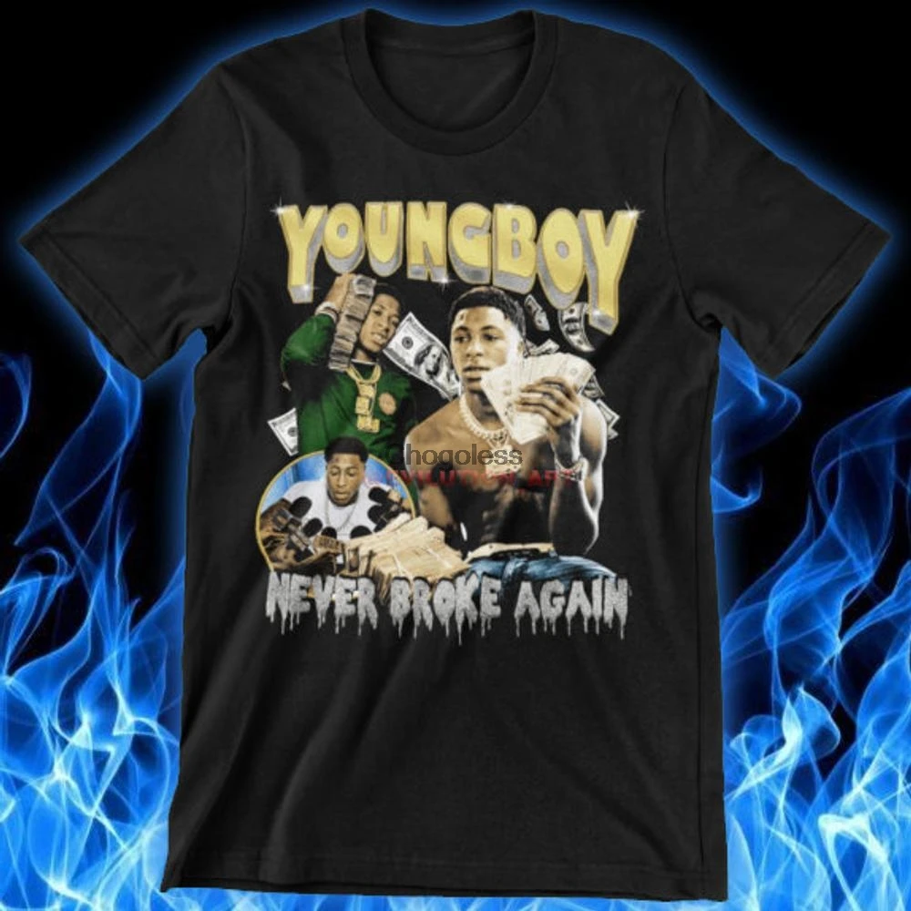 Youngboy никогда больше не сломался hypebeast винтажная 90-х рэп футболка | Мужская одежда