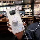 KONSMART чехол Mi 10T Lite 5G стильный коллекционный ланьярд, силиконовый мягкий чехол для телефона с изображением цветов для Xiaomi Mi 10T Lite с блестящими звездочками прозрачный чехол-накладка