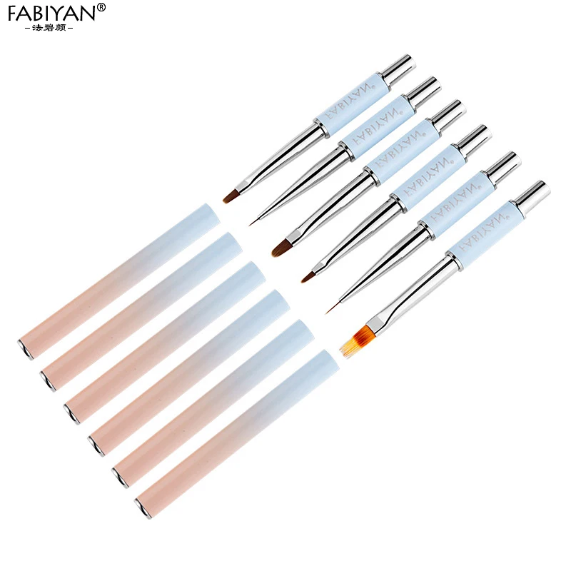 Кисть для дизайна ногтей плоская круглая кисть французского творчества синяя