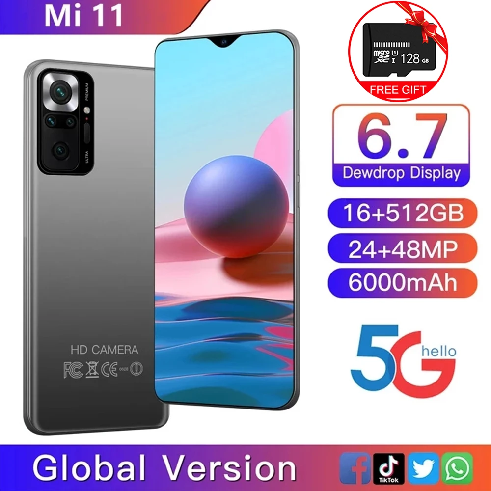 

Xiomi Mi 11 6.7 Inch Android Smartphone 6000mAh Battery 16+512G Cellphone Google Play WiFi 4G 5G Unlocked Global Version Celular