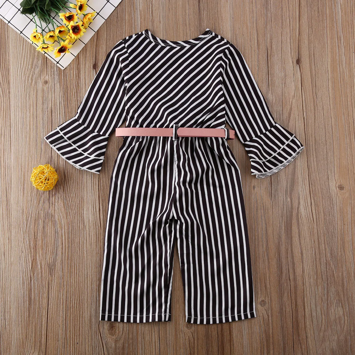 Детский комбинезон в полоску с длинными рукавами и V-образным вырезом комплект из