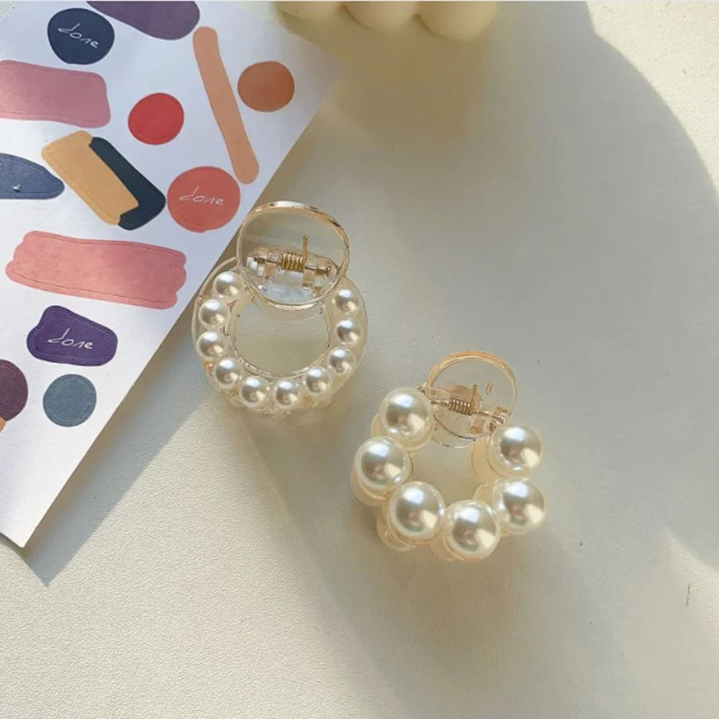 

1pc Sweet Mini Round Pearl Hair Clips For Women Girls Hair Claw Chic Barrettes Hairpin Style Fashion Hair Accessories