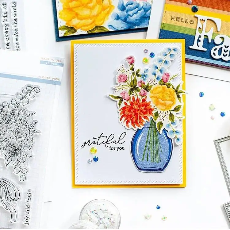 

FLORAL VASE Cutting Dies And Stamps And Stencil Scrapbook Diary Decoration Stencil Embossing Template DIY Make Albums Handmade