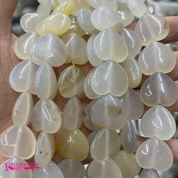 natural white agates stone spacer loose beads high quality 2025mm smooth heart shape diy gem jewelry making accessories a4395