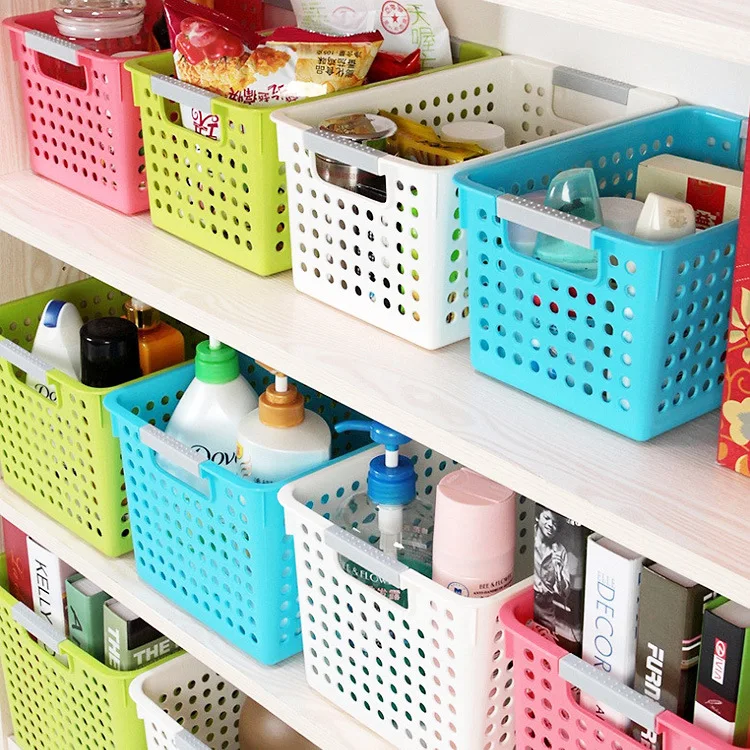 Толстая пластиковая многоцелевая прямоугольная корзина для хранения кухонная