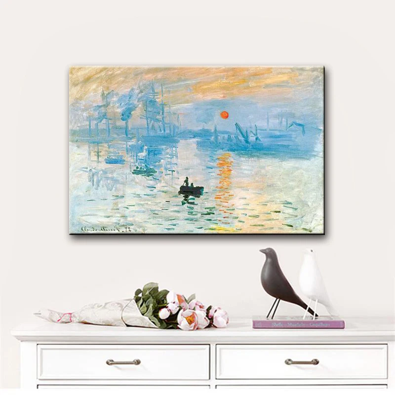 Настенная картина Monet Sunrise всемирно известная фотография Картина на холсте