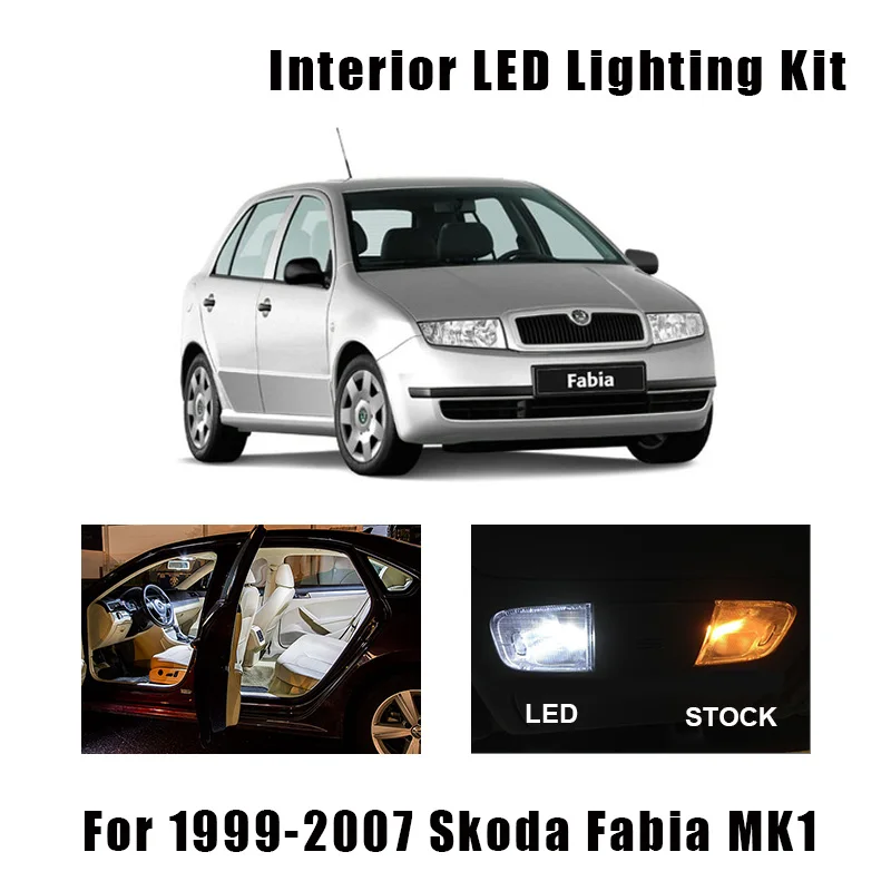 Комплект ламп для чтения белого цвета без ошибок 15 шт. подходит Skoda Fabia MK1 1999-2007