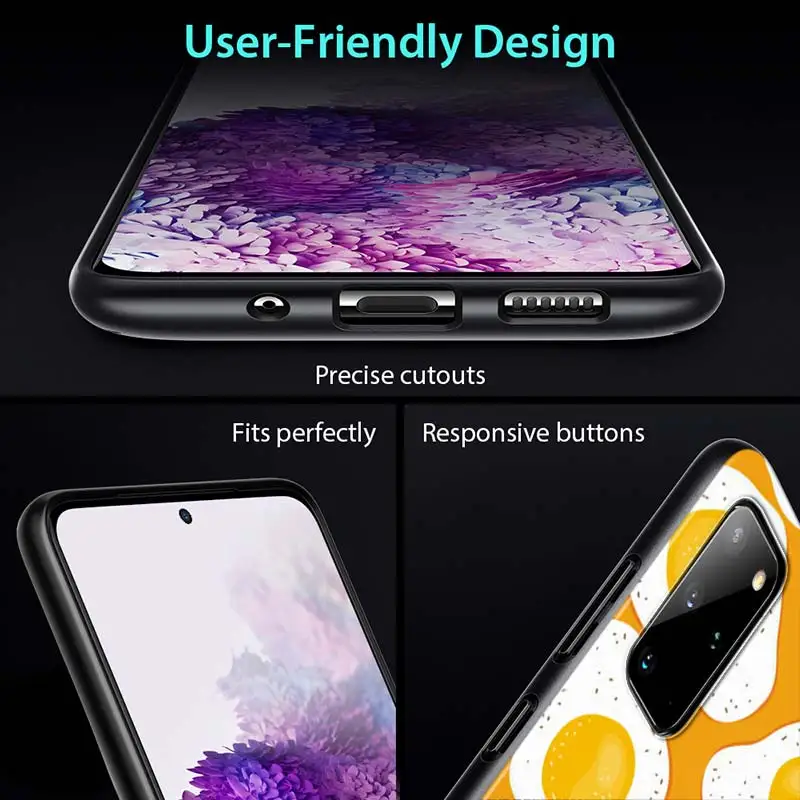 

Egg Funny Cute for Samsung Note 20 S20 Ultra Plus A91 A71 A51 A41 A31 A21 A21S A11 A01 Bright Black Phone Case