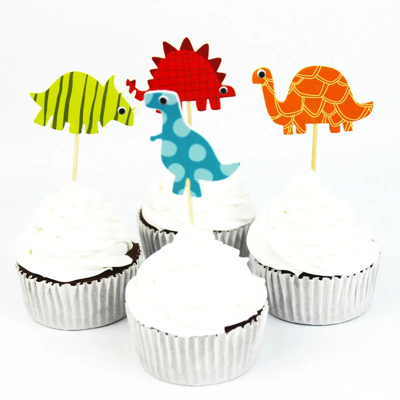 24 шт. топперы для торта в виде динозавра джунглях|Товары украшения тортов| |