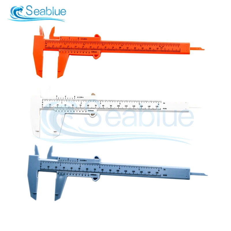 

High quality 0-80mm 0-100mm 0-150mm Double Rule Scale Plastic Vernier Caliper Measuring Student Mini Tool Ruler Multiple Colour