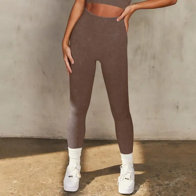 Seamless Yoga Leggings Washed Elastic Tight Fitness Pants Trousers for Women's Sports Running Quick-drying Fitness Pants