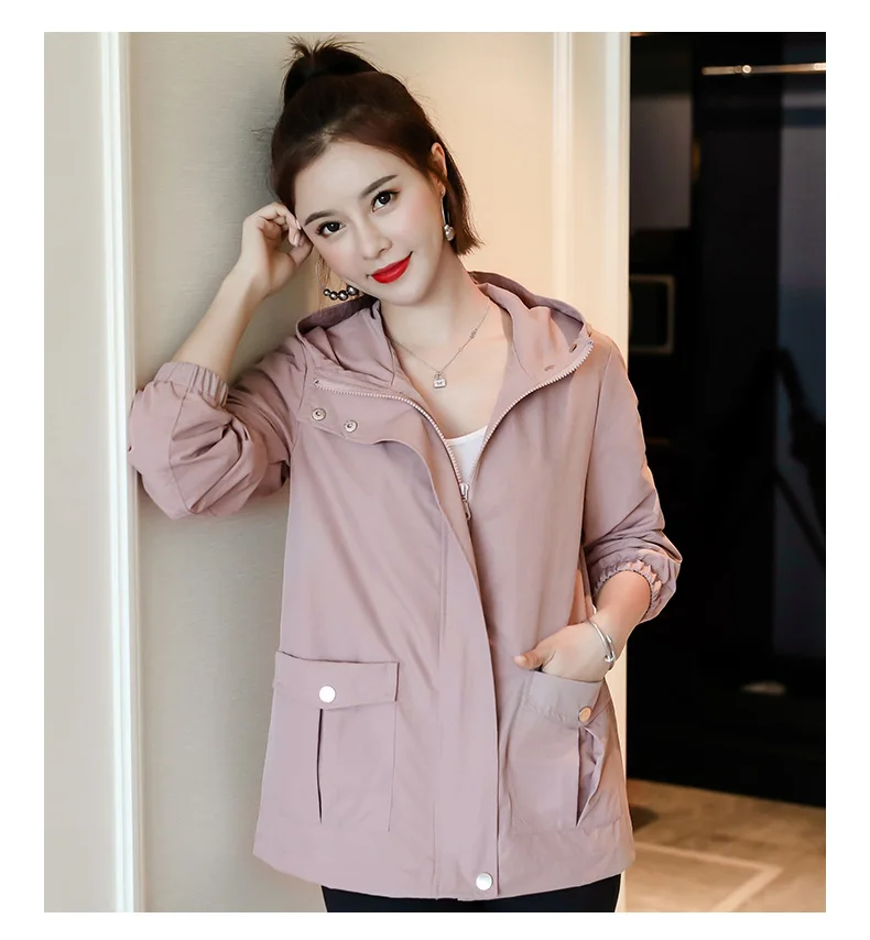 Ветровка с капюшоном повседневные женские пальто куртки длинным рукавом весна