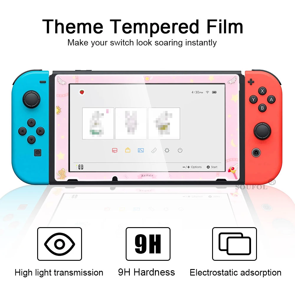 Cartoon Color Edge Protective Glass for Nintend Switch Tempered Glass Screen Protector for NS Switch Accessories Screen Film