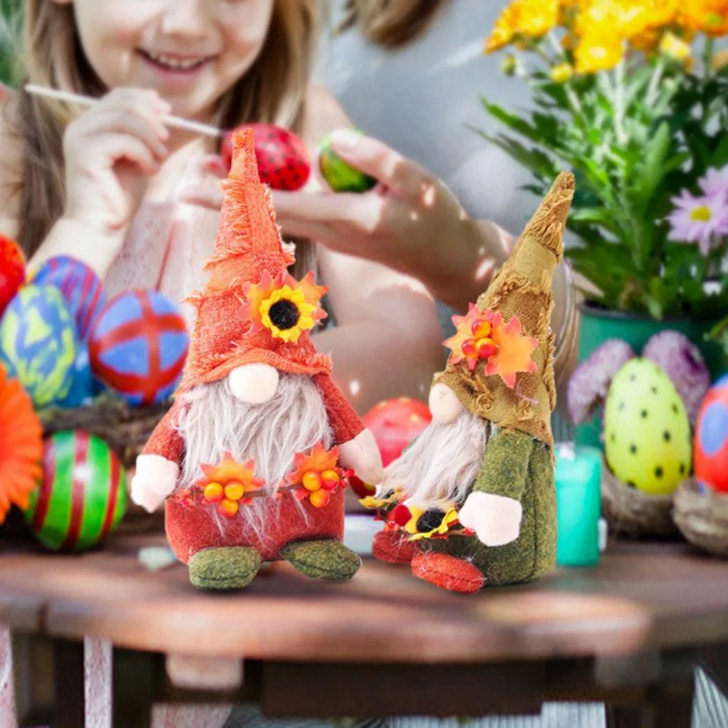 

1PCS Figurine Doll Thanksgiving Decoration Plush Dwarf Harvest Festival Flower Ornament Berry Decoration Faceless Doll Gnome