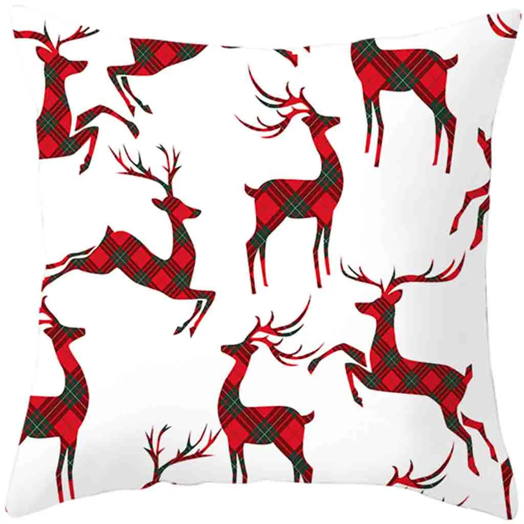Рождественская наволочка для подушки хлопково-льняные, для дивана наволочка для домашнего декора с принтом лося Happ Новогодняя Рождественская наволочка Funda Cojin