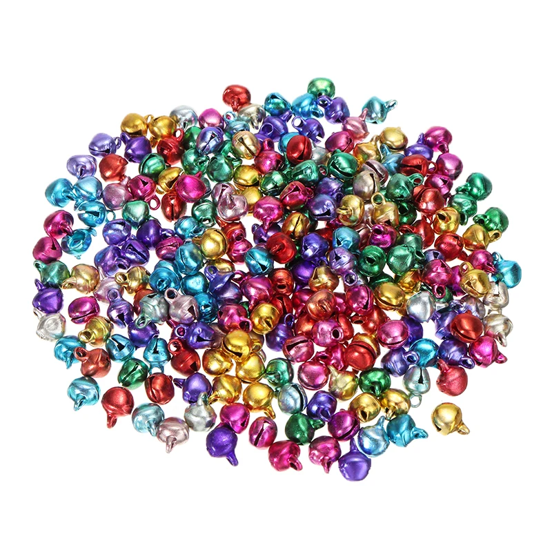 

200pcs Christmas Jingle Bells For DIY Christmas Tree Home Decoration Chic Multicolor Jingle Bells Beads Handmade Jewelry Making