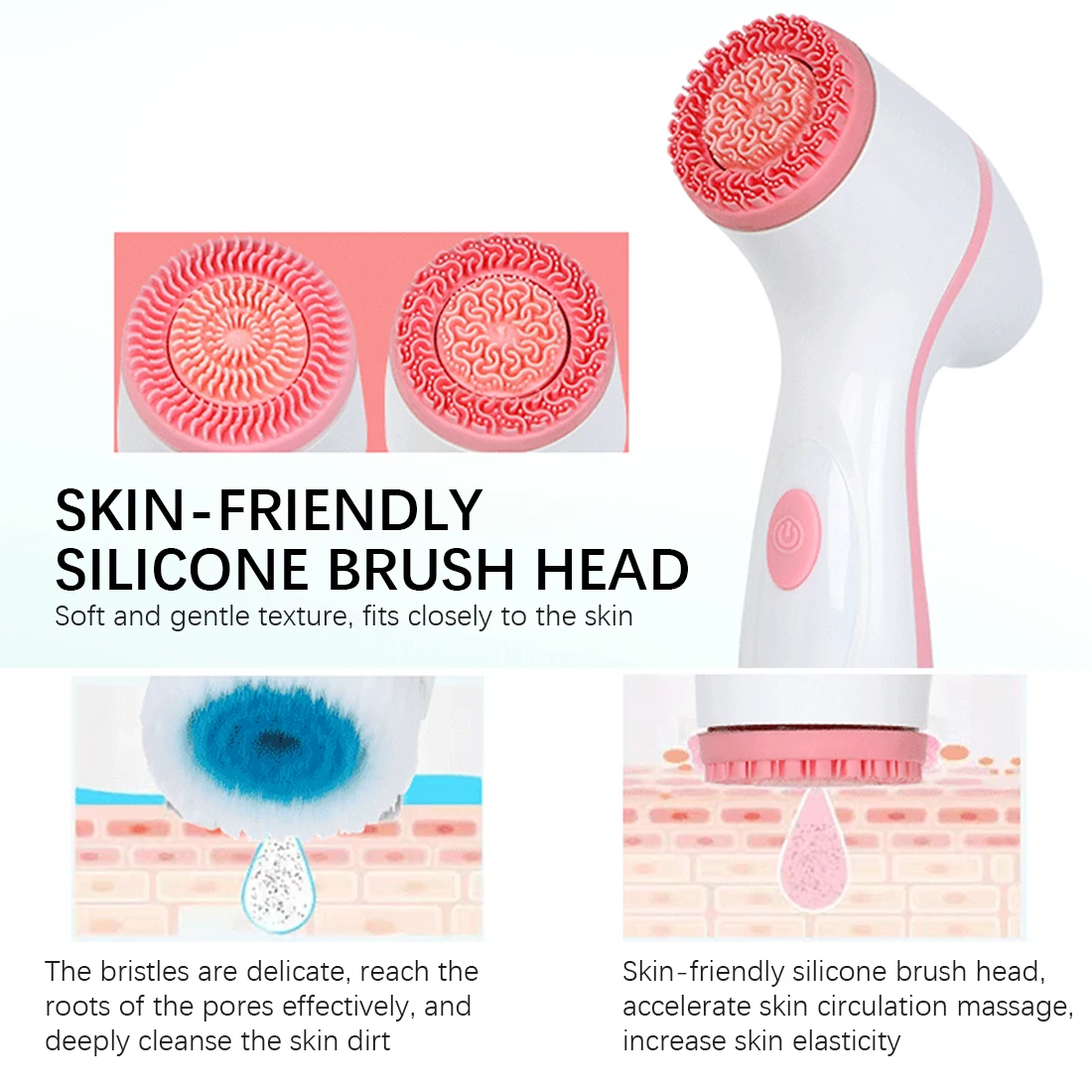 

Facial Cleansing Brush USB Electric Face Brush Set Spa System Skin for Deep Exfoliating Cleaning Remove Blackhead skin care tool