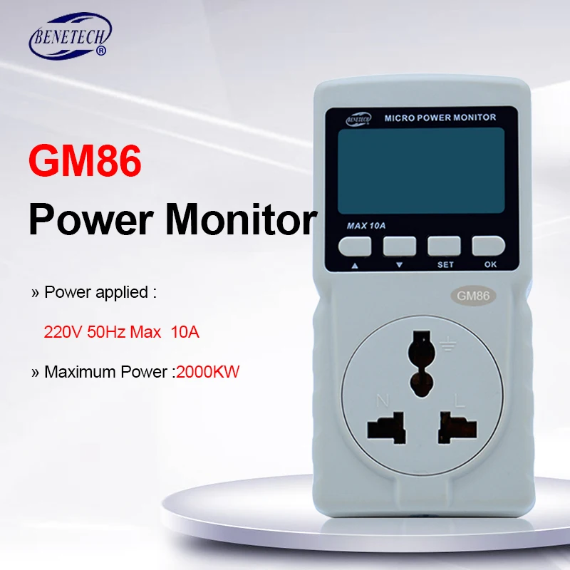 Цифровой ЖК-дисплей микро Мощность анализатор монитор 220V 10 штепсельная вилка австралийского стандарта GM86 тестер измерения Мощность фактор/частота/Амперметр Вольтметр