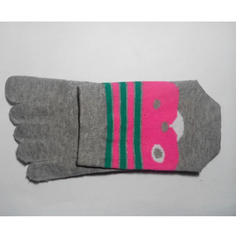 5 Pairs Organic Cotton Woman Girl Five Finger Socks Bright Color Striped Soft Street Fashion Harajuku Happy Socks With Toes