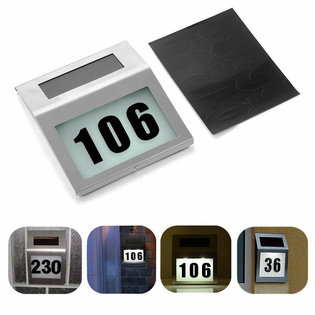 Светодиодный светильник на солнечной энергии табличка с цифрами адрес двери