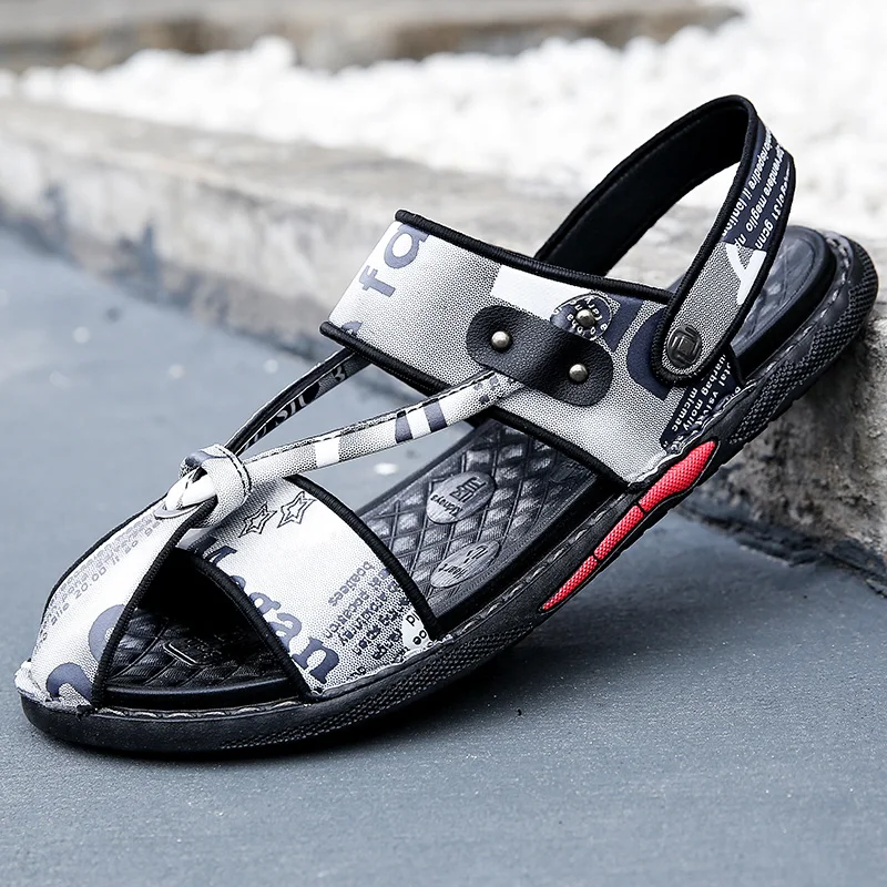 

Sandales Button Adjustable Strap Sandals For Men Summer Luxury Microfiber Shoes Outdoor Beach Shoes Antiskid Men's Casual Shoes