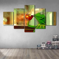 canvas paintings on the wall art kermit the frog meme posters and prints modern pictures for living room no frame